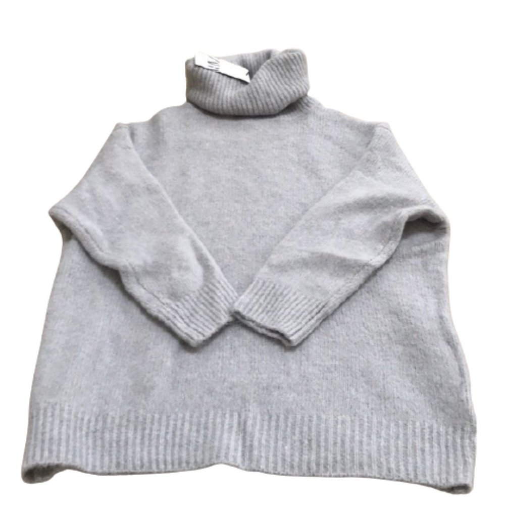 Zara grey chunky rolled neck sweater NWT - Picture 6 of 8